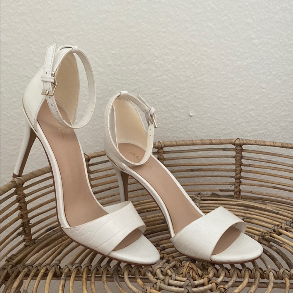 Aldo White Heels with Ankle Strap